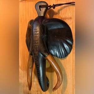 Vintage Ebony Wood Elephant Wall Decor